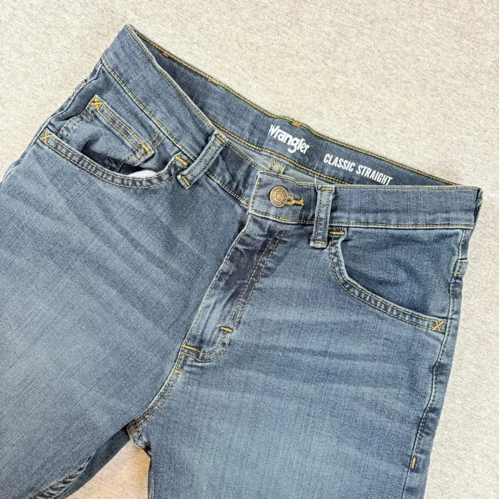 Wrangler Classic Straight Jeans Boys 14 Blue Denim Adjustable Waist